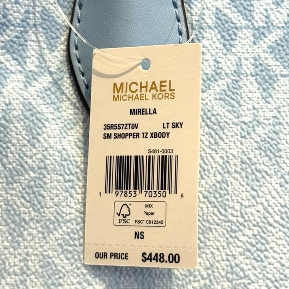Michael Kors Small Shopper TZ Xbody Bag Light Sky Blue - Picture 9 of 9